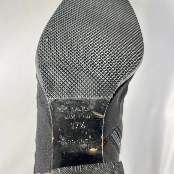 Authentic Black  Nylon Heeled Ankle Prada Boots size 37 1/2 - Picture 4 of 4